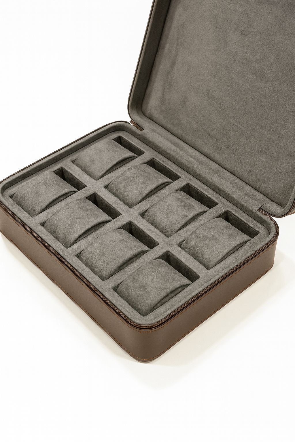 Luxury 8-Slot Watch Storage Case - Brown