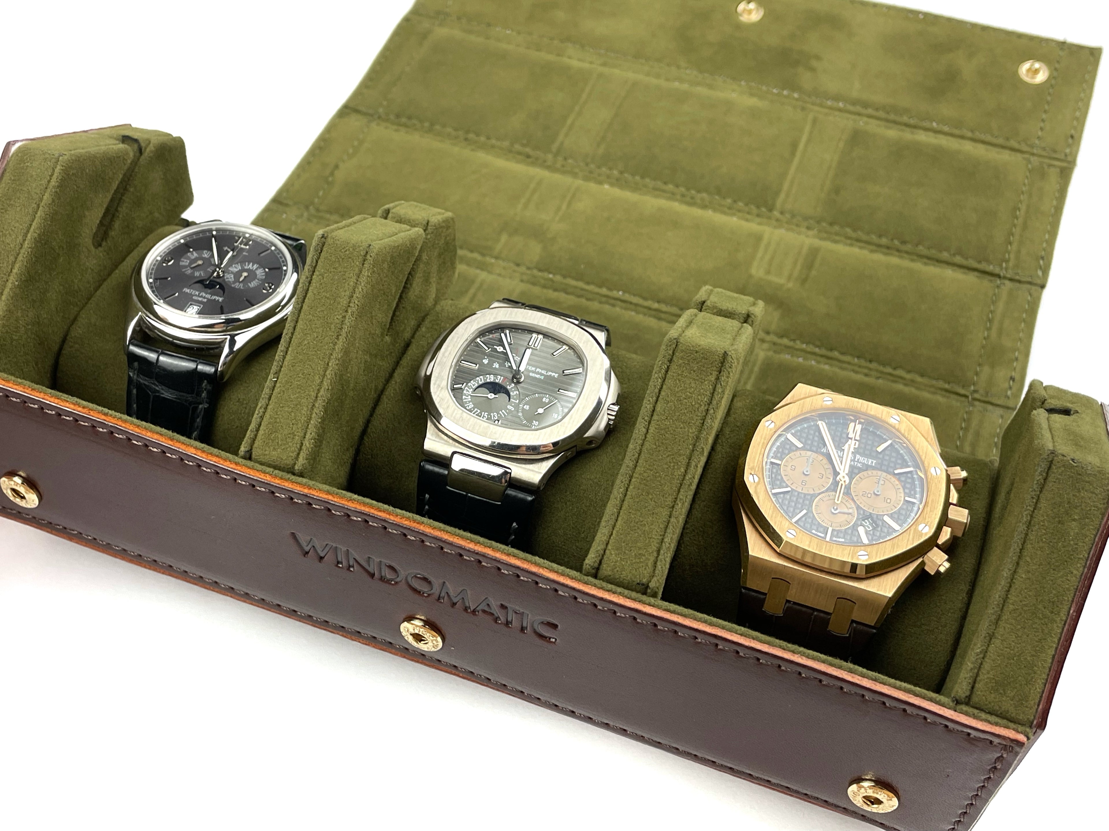 3 Hexagon Watch Roll (Brown)